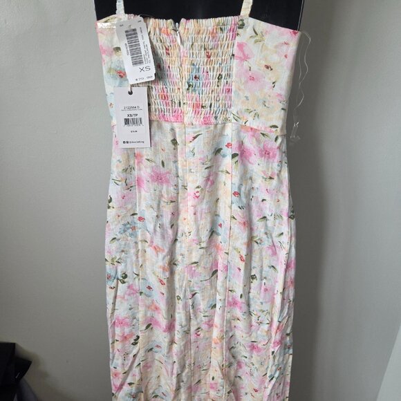NEW NWT Dex Front Twist Floral Midi Dress Linen blend - Picture 5 of 8